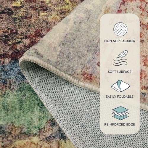 61RyPtcWTmL._SL500_.jpg Lahome Modern Abstract 9x12 Area Rug: Washable, Low-Pile, Non-Slip Red Carpet for Bedroom & Dining Room Decor. - Image 4