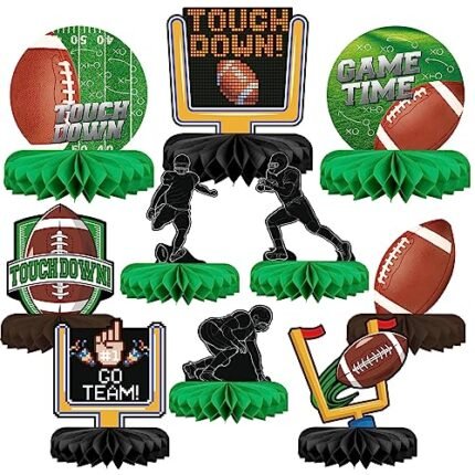 10PCS Football Party Decorations Football Table Centerpiece Football Honeycomb Centerpieces Table Toppers for Football Birthday Party Football Game