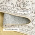 Befbee 8x10 Beige Area Rug: Washable, Stain-Resistant Vintage Design for Living & Dining Rooms. Non-Slip. - Image 5
