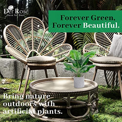 61yJ7JyeGPL._SL500_.jpg Der Rose 2 Pack of Fake Tropical Plants - Artificial Indoor Decor for Home & Office, Sage Green - Image 7