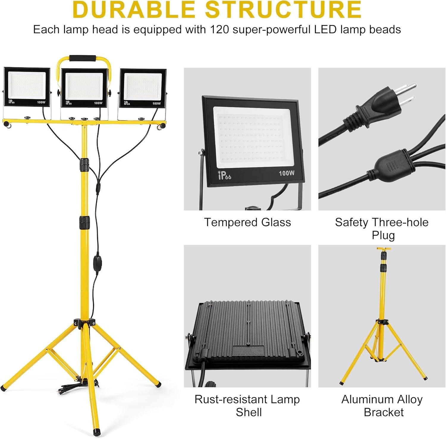 Our Review: 30000 Lumen LED Work‌ Lights with Adjustable Tripod Stand