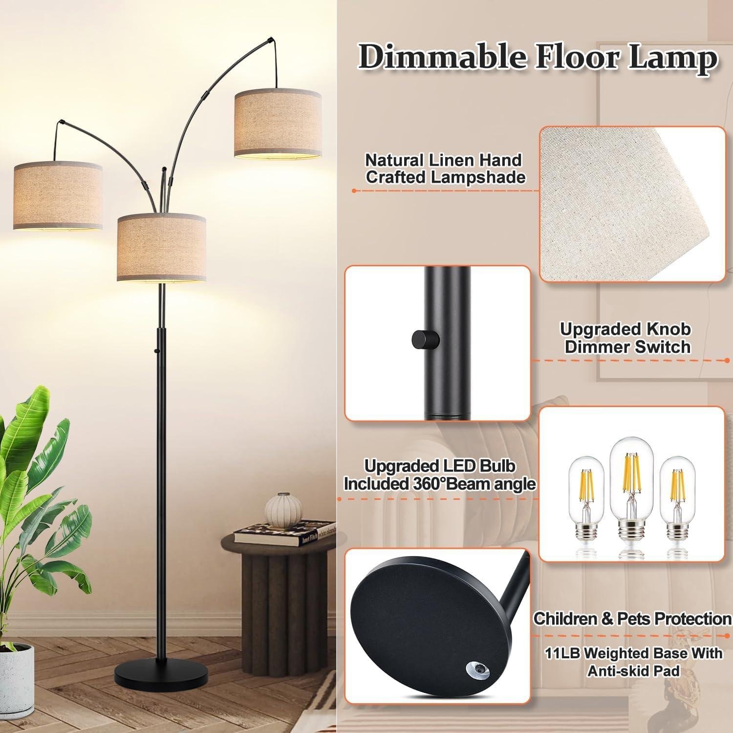 Our Review: Stylish & Functional Dimmable 3-Light Floor Lamp