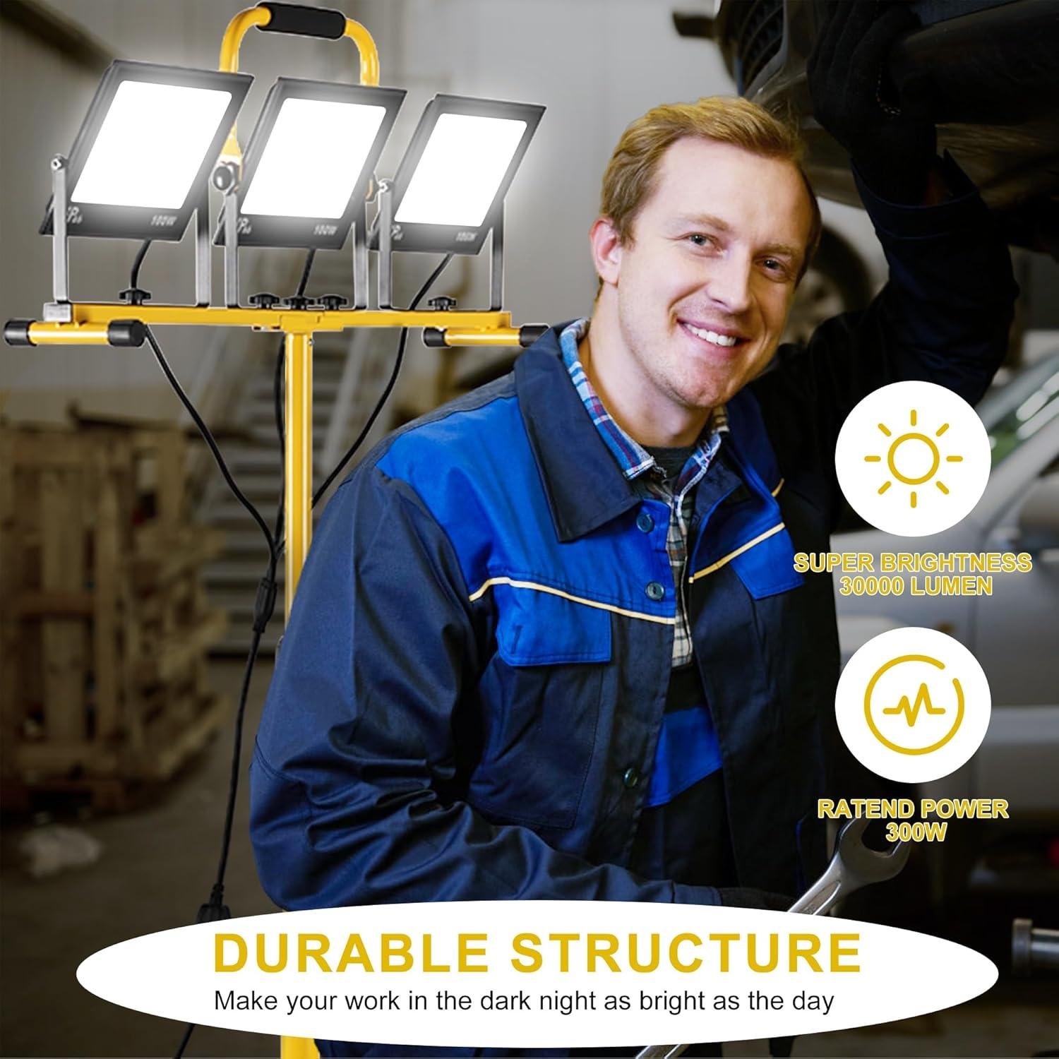 Our Review:‌ 30000 Lumen LED Work Lights with Adjustable ⁤Tripod Stand