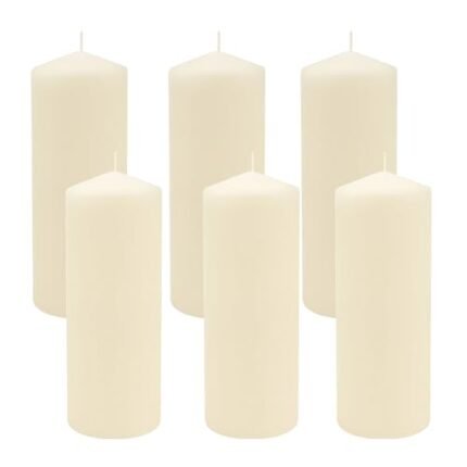 Stonebriar 80 Hour Long Burning Unscented Pillar Candles, 3x8, Ivory, 6 count