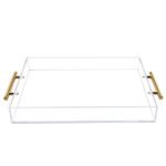 12"x16" Clear Acrylic Serving Tray with Gold Handles - Versatile Storage for Kitchen, Coffee, and Desk. - Image 2