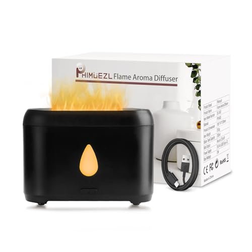 200ml Essential Oil Flame Diffuser - Ultrasonic Aromatherapy with Auto-Off, Flame Diffuser for Essential Oils, 200ml Ultrasonic Aroma Diffusers with Cool Mist, Aromatherapy Diffuser with Auto-Off Protection, Small Humidifier for Home,Office,Bedroom,Gift (Black)