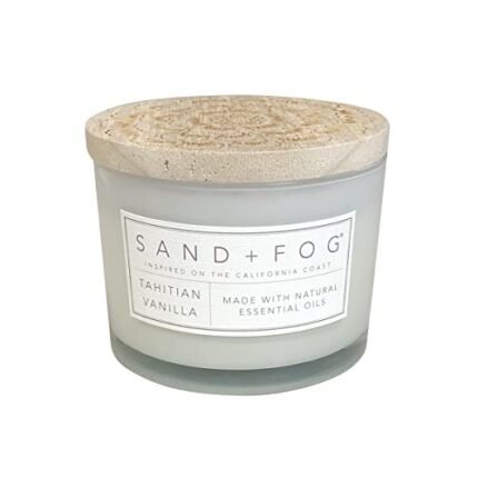 Sand + Fog Scented Candle - Tahitian Vanilla – Additional Scents and Sizes – 100% Cotton Lead-Free Wick - Luxury Air Freshening Jar Candles - Perfect Home Decor – 12oz