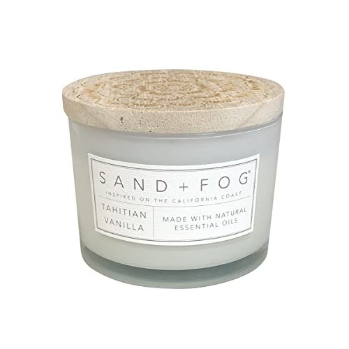 Tahitian Vanilla Sand + Fog Scented Candle | 100% Cotton Sand + Fog Scented Candle - Tahitian Vanilla – Additional Scents and Sizes – 100% Cotton Lead-Free Wick - Luxury Air Freshening Jar Candles - Perfect Home Decor – 12oz
