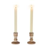 Inweder Wooden Taper Candle Holders: Wood Candlestick Holders Rustic Farmhouse Fall Decor for Living Room Dinning Table Centerpiece Christmas Set of 2