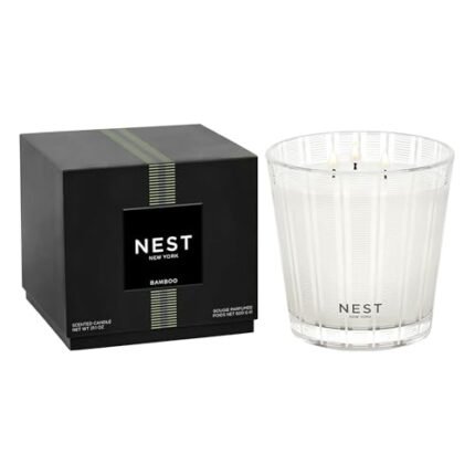 NEST New York Scented 3-Wick Candle, Bamboo - 21.2 oz - Up to 100-Hour Burn Time - Reusable Glass Vessel