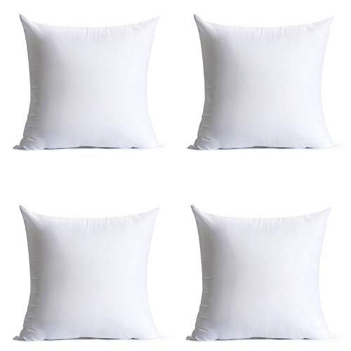 Calibrate Timing 18x18 Pillow Inserts, Set of 4 Hypoallergenic Down Calibrate Timing 18 x 18 inches Pillow Inserts, Set of 4 Hypoallergenic Brushed Microfiber Liner Down Alternative Filled Square Cushion Throw Pillow
