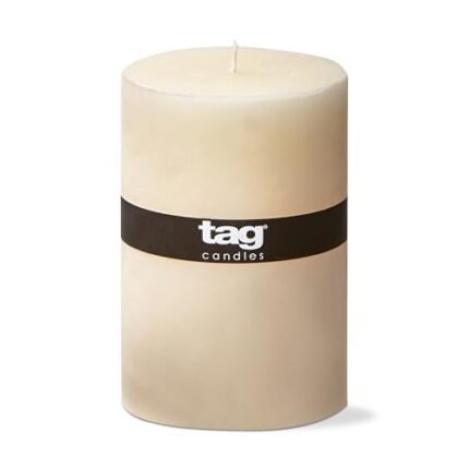 tag Chapel 4X6 Ivory Pillar Paraffin Wax Candle Unscented Drip-Free Long Burning 130 Hours for Home Decor Wedding Parties 4x6 Ivory