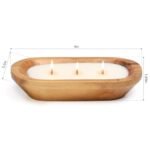 10-Inch Wooden Bowl Candle: Large Soy Farmhouse Candle, Sandalwood Scent, 3 Wicks, Perfect Christmas Gift. - Image 3