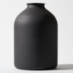 Large Black Vase for Flowers Decor Living Room - 8.6in Tall, Matte Black Arlo Vase for Dining Coffee Table Centerpieces, Wabi Sabi Decor, Big Decorative Modern
