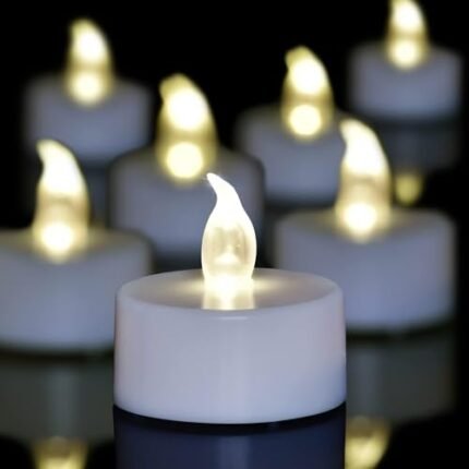 Candlium LED Tea Lights - 12 Pack Flameless Battery Operated Candles, 200+ Hours Flickering Warm White, Realistic Fake Tealights for Weddings, Home Decor, Parties, and Sweetest Day