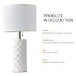 Reaketon 20" Ceramic Table Lamps Set of 2 for Living Room & Bedroom Nightstands - Modern White Decor - Image 6
