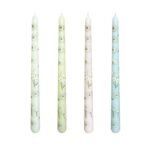 4-Pack Printed Taper Candles Unscented - Dripless & Smokeless 7-Hour Burn - 10" Hand-Poured Candles with Daisy Design for Dining, Weddings (White/Pastel Yellow/Pink/Blue)