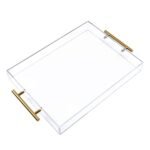 12"x16" Clear Acrylic Serving Tray with Gold Handles - Versatile Storage for Kitchen, Coffee, and Desk. - Image 3