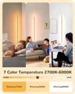 EDISHINE LED Corner Floor Lamp Set of 2 - 57.5" Dimmable, Remote-Controlled, 7 Color Temps (Gold) - Image 2