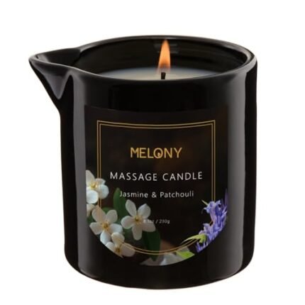 MELONY Luxury Massage Candle - Moisturising, Body Oil Candles for Muscle Relaxation, Home Spa, 8.1OZ (Jasmine & Patchouli)