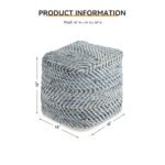 Signature Design by Ashley 18x18 Chevron Pouf: Handmade Woven in Blue and White. - Image 3