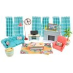 Honey Bee Acres Cozy Living Room Décor – 28 Pieces Accessory Set | Colorful Farmhouse Doll Furniture | Pretend Play Toys for Kids - Sunny Days Entertainment
