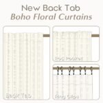 Neutral 84-Inch Farmhouse Curtains: Taupe Cream Boho Sheer Floral Design for Living & Dining Rooms - 2 Panels Set. - Image 4