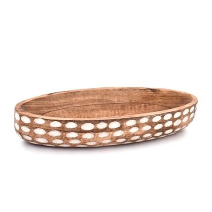 NIRMAN Mango Wood Decorative Bowl for Table Centerpiece Dining Living Room Home Kitchen Décor (14" x 6" x 2.3")