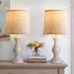 Set of 2 Seealle Farmhouse Table Lamps - Rustic 22" Boho Bedroom & Office Desk Lamps with Linen Shades. - Image 4