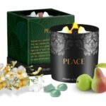 Heart & Homage Natural Scented Meditation Candle with Healing Crystals - Luxurious Wood Wick Crystal Candle with Premium Gift Packaging, 8.11 oz (English Pear & Freesia)