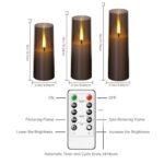 Upgrade your space with Thorbling Flameless LED Candles: 9 Realistic Flickering Pillars, Battery Operated with Remote Timer (Grey). - Image 2