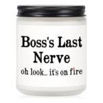 Petalsun Funny Bosses Day Gifts for Women Men- Handmade Lavender Natural Soy Wax Candle- Best Boss Lady Gifts for Women, Birthday Gift for Boss Female, Boss's Last Nerve Candle (7oz)