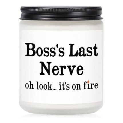Petalsun Funny Bosses Day Gifts for Women Men- Handmade Lavender Natural Soy Wax Candle- Best Boss Lady Gifts for Women, Birthday Gift for Boss Female, Boss's Last Nerve Candle (7oz)