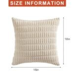 Aegero 2-Pack of 18x18 Inch Soft Striped Corduroy Throw Pillow Covers in Cream White for Modern Farmhouse Decor - Image 2