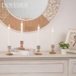 Inweder Wooden Taper Candle Holders: Rustic Farmhouse Candle Holders for Fall & Christmas Decor, Set of 2. - Image 8