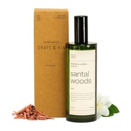 Craft & Kin Santal Woods Room Spray for Bedding, 6.76 oz, Pillow Spray, Long-Lasting Room Freshener, Soothing Aroma Mist for Home & Washroom