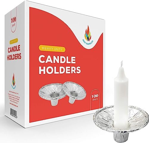Dreidel Company Extra Heavy Disposable Candle Holders - 100 Pack The Dreidel Company Extra Heavy Disposable Candle Holders, 100 Pack - Disposable Candle Drip Cup, Aluminum Foil Drip Cup Bobeches