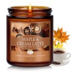 Fall Candle, Maple & Cream Latte Scented Candles for Home, Natural Soy Autumn Candle Aromatherapy Candle, 7 oz Jar Candles Fall Gifts for Women Men