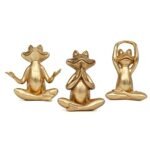 Gold Frog Figurines Yoga Decor 3.7In Set of 3 –Frog Yoga Statues for Modern Living Room Desk Table Home Office Bookshelf Shelves Sculptures Decor,Gifts for Mom Women