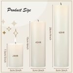 Nuogo 12-Pack Ivory Dripless Unscented Pillar Candles | Tall Paraffin Wax Tapers for Weddings, Spa, Birthdays, and Home Decor - Image 2
