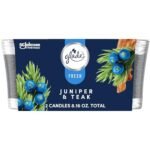 Glade 1-Wick Scented Candle Jar, Juniper & Teak, Air Freshener Infused with Essential Oils, 4.08 Oz, 2 Count