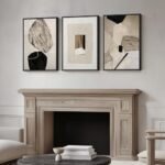 Set of 3 Framed Neutral Abstract Canvas Prints, Minimalist Black & Beige Wall Art for Home or Office, 16x24 Inch. - Image 8