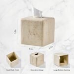 Square Natural Travertine Texture Tissue Box Cover – Handmade Resin Holder for Home, Office & Bathroom. - Image 2