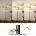 Dimmable Arc Floor Lamp with 3 Lights for Living Room, 1000LM, Beige Shades & Stable Base, Includes 3 LED Bulbs. - Image 3