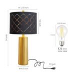 RORIANO Set of 2 Gold Modern Table Lamps with Black Grid Shade - Perfect for Living Room or Bedroom, Includes 2 Bulbs - Image 6