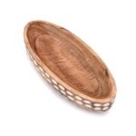 NIRMAN 14" Mango Wood Decorative Bowl - Perfect Centerpiece for Dining & Living Room Decor - Image 3