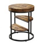 Tribesigns Round End Table Set of 2 – 3-Tier Rustic Industrial Side Tables for Small Spaces - Image 9