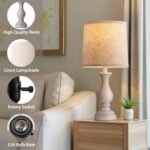 Set of 2 Seealle Farmhouse Table Lamps - Rustic 22" Boho Bedroom & Office Desk Lamps with Linen Shades. - Image 3