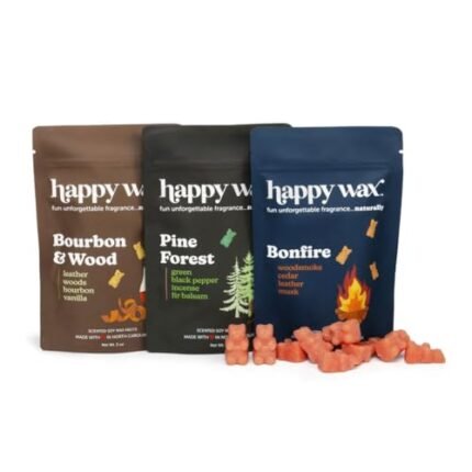 Happy Wax Cozy Cabin Winter Scented All Natural, Non Toxic Soy Wax Melts; 6 Total Oz. of Scented Wax Melts, Collection Includes Bonfire, Bourbon &Wood and Pine Forest