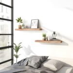 Set of 6 PHPH Light Brown Floating Wooden Wall Shelves, 17-Inch, Perfect for Bedroom Decor - Image 5